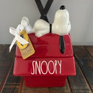 Rae Dunn Peanuts Snoopy Ceramic Dog House Canister 2025 75th Anniversary NEW